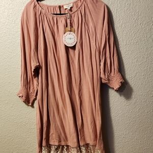 Women's UMGEE Pink Dress with Lace Hem